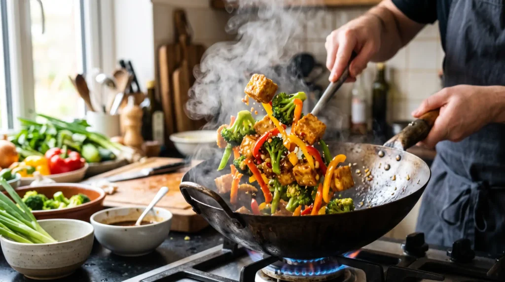 Knapperige gebakken tofu